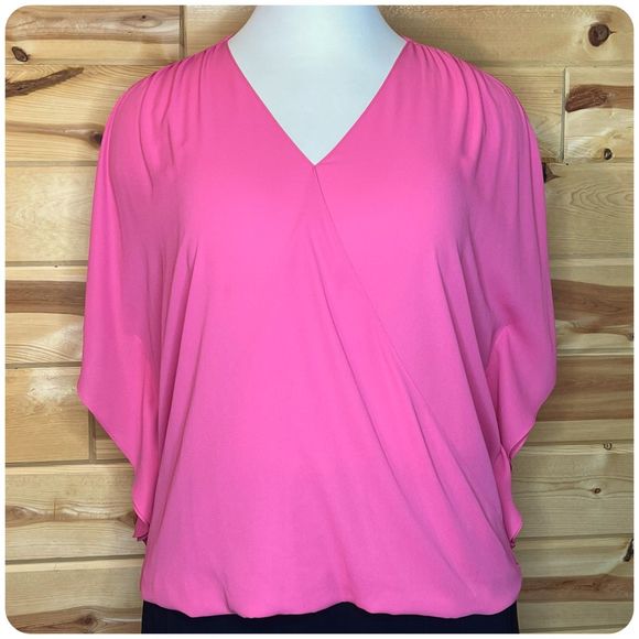 INC International Concepts Surplice Blouse Fuchsia Flutter Sleeve Loose Fit 3X - Picture 1 of 5
